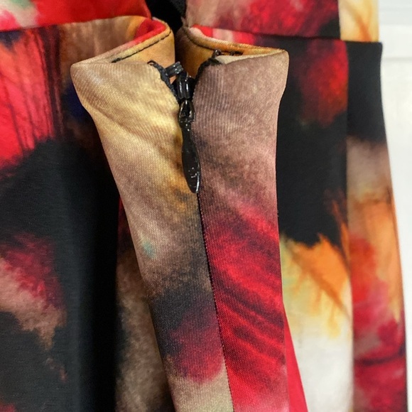 Milly Watercolor Multi Print Dress Criss Cross Back Statement Wedding Size 2 - Picture 8 of 11